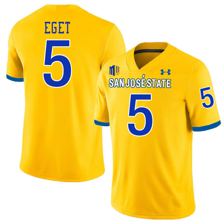San Jose State Spartans #5 Walker Eget College Football Jerseys,Uniforms-Gold